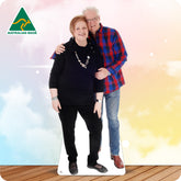 Cardboard cutout of a couple with 'Australian Made' logo in the corner
