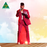 Benito Antonio Martínez Ocasio, known professionally as Bad Bunny in a red outfit.