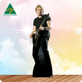 Man playing guitar with 'Australian Made' logo in the corner