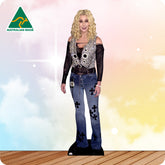 Cardboard cutout of a person wearing a decorative outfit with 'Australian Made' logo in the corner.
