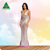 Dua Lipa Silver Dress 7199 Celebrity Cutout