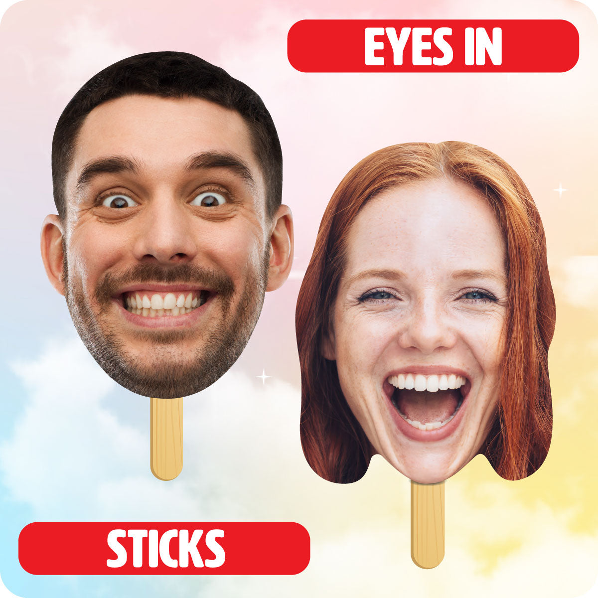 Custom Face Masks - Face on a Stick (If you just need 1 mask per image uploaded)