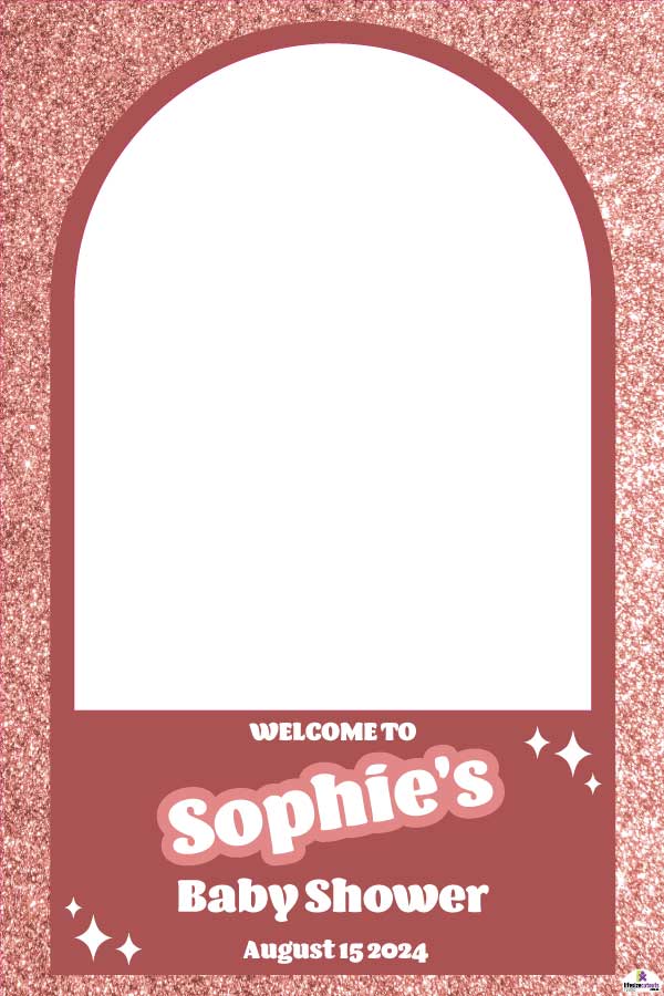 Rose Gold Glitter Effect Welcome Board & Selfie Frame Bundle