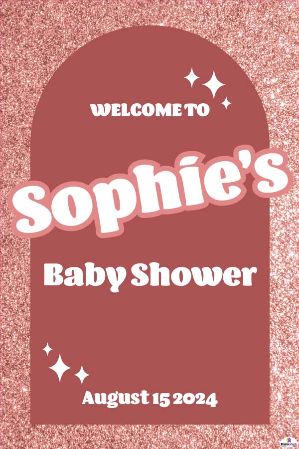 Rose Gold Glitter Effect Welcome Board Small - 90cm x 60cm