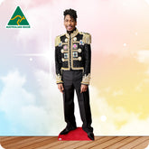 Cardboard cutout of a person in formal attire with 'Australian Made' logo in the corner.