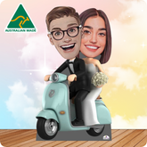 Just Married Couple with Custom Cartoon Head Cutout