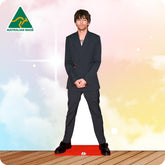 Louis Tomlinson 107 Celebrity Cutout wearing a grey suit on the red carpet.