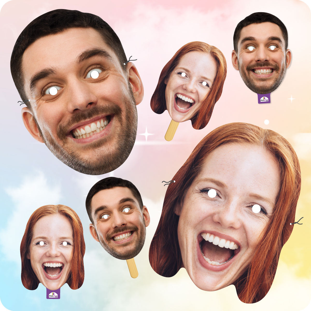 Custom Face Masks - Face on a Stick (If you just need 1 mask per image uploaded)