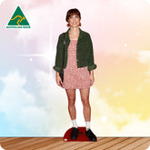 Woman standing on a scale with a 'Made in Australia' logo in the corner