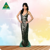 Cardboard standee of a woman in a leopard print dress with 'Australian Made' logo in the corner.