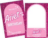 Pink Glitter Effect Welcome Board & Selfie Frame Bundle