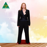 Cardboard standee of a person wearing a black outfit with 'Australian Made' logo in the corner.