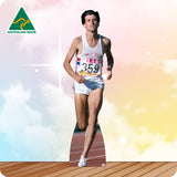 Cardboard cutout of a runner on a track with 'Australian Made' logo in the corner.