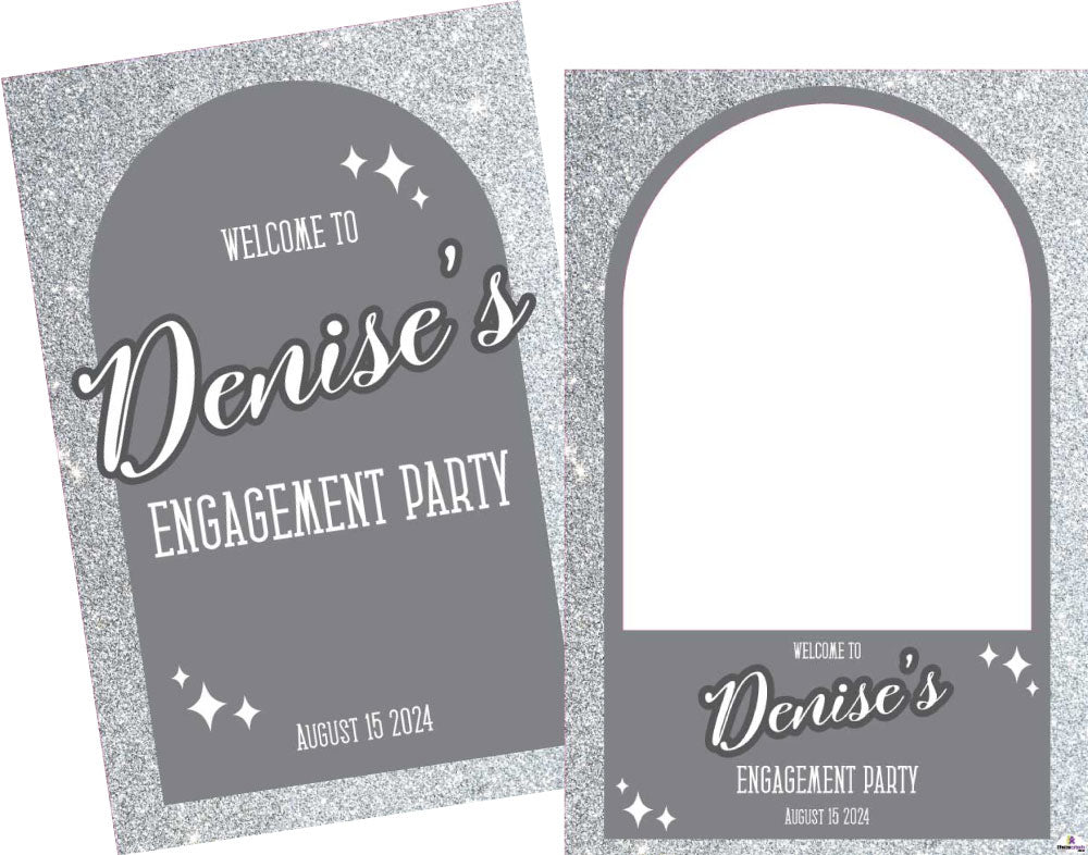 Silver Glitter Effect Welcome Board & Selfie Frame Bundle