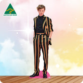 Mannequin wearing a colorful suit with 'Australian Made' logo in the corner.