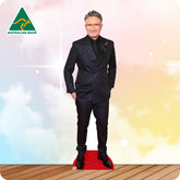 Life-size cardboard cutout of a man in a suit with 'Australian Made' logo in the corner.