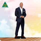 Dwayne Johnson In Blue Stripe Suit.