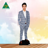 Joe Jonas Celebrity Cutout In Blue striped suit