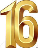 Number 16 Gold Cardboard Cutout