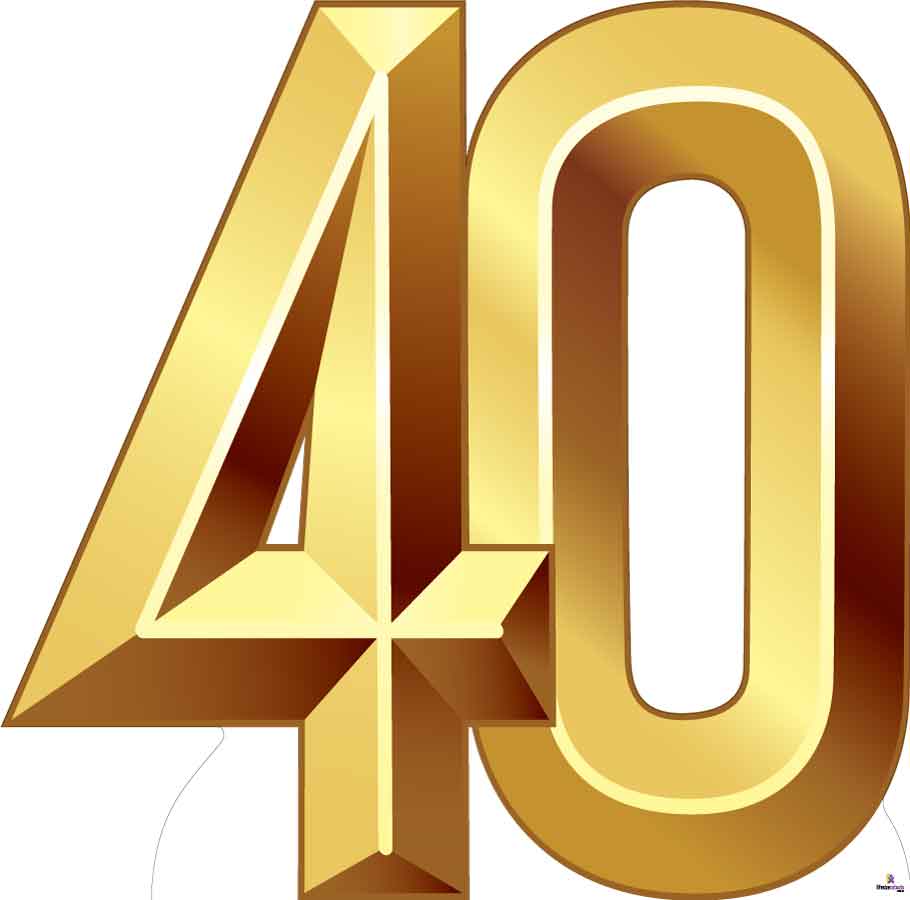 Number 40 Gold Cardboard Cutout