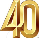 Number 40 Gold Cardboard Cutout