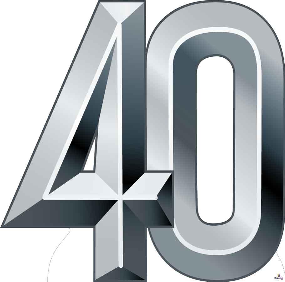 Number 40 Silver Cardboard Cutout