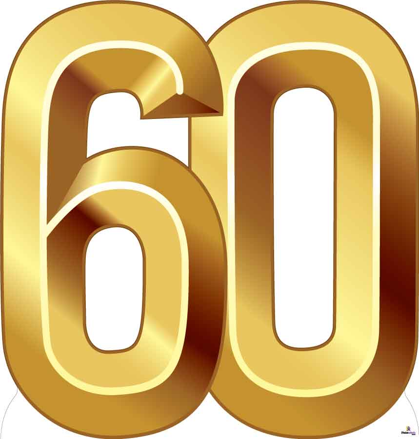 Number 60 Gold Cardboard Cutout