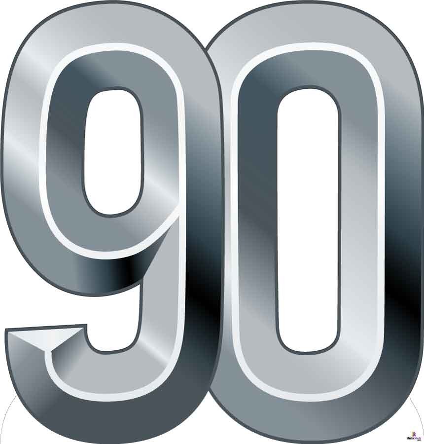 Number 90 Silver Cardboard Cutout