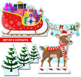 Christmas Reindeer and Sleigh 040 Cardboard Cutout Bundle