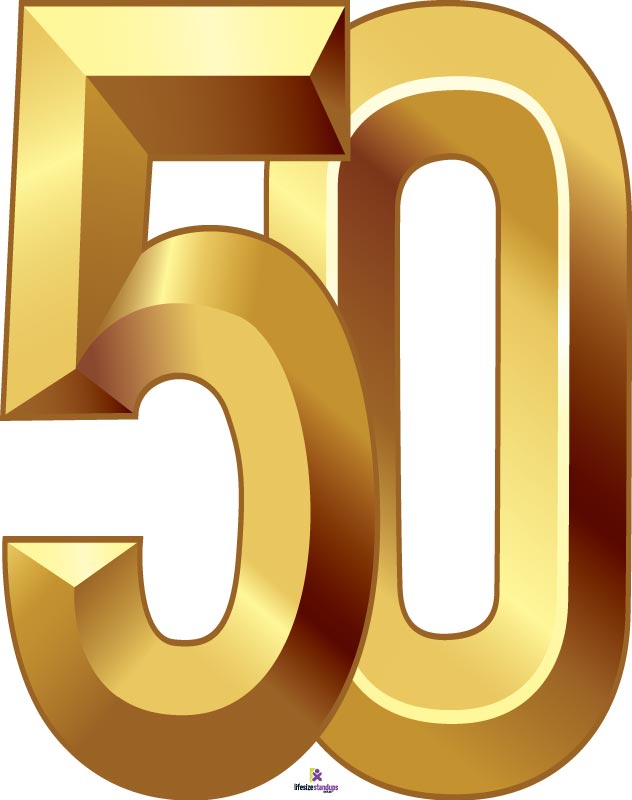 Number 50 Gold Cardboard Cutout LifesizeCutouts Number 50 Gold Cardboard Cutout LifesizeCutouts