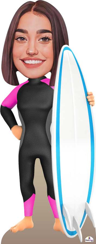 Surfer with Custom Cartoon Head Cutout