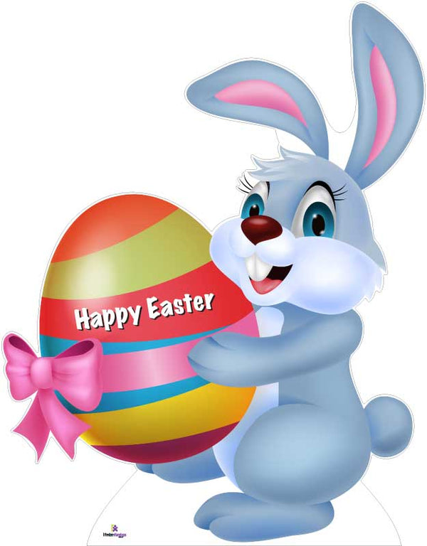 Blue Easter Bunny Cardboard Cutout