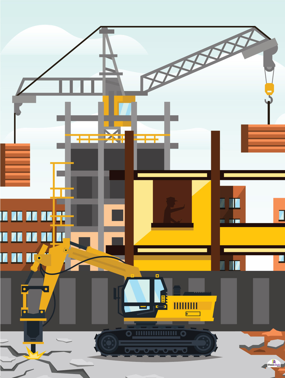 Construction Site Backdrop 872 Banner - 2m H x 1.3m W