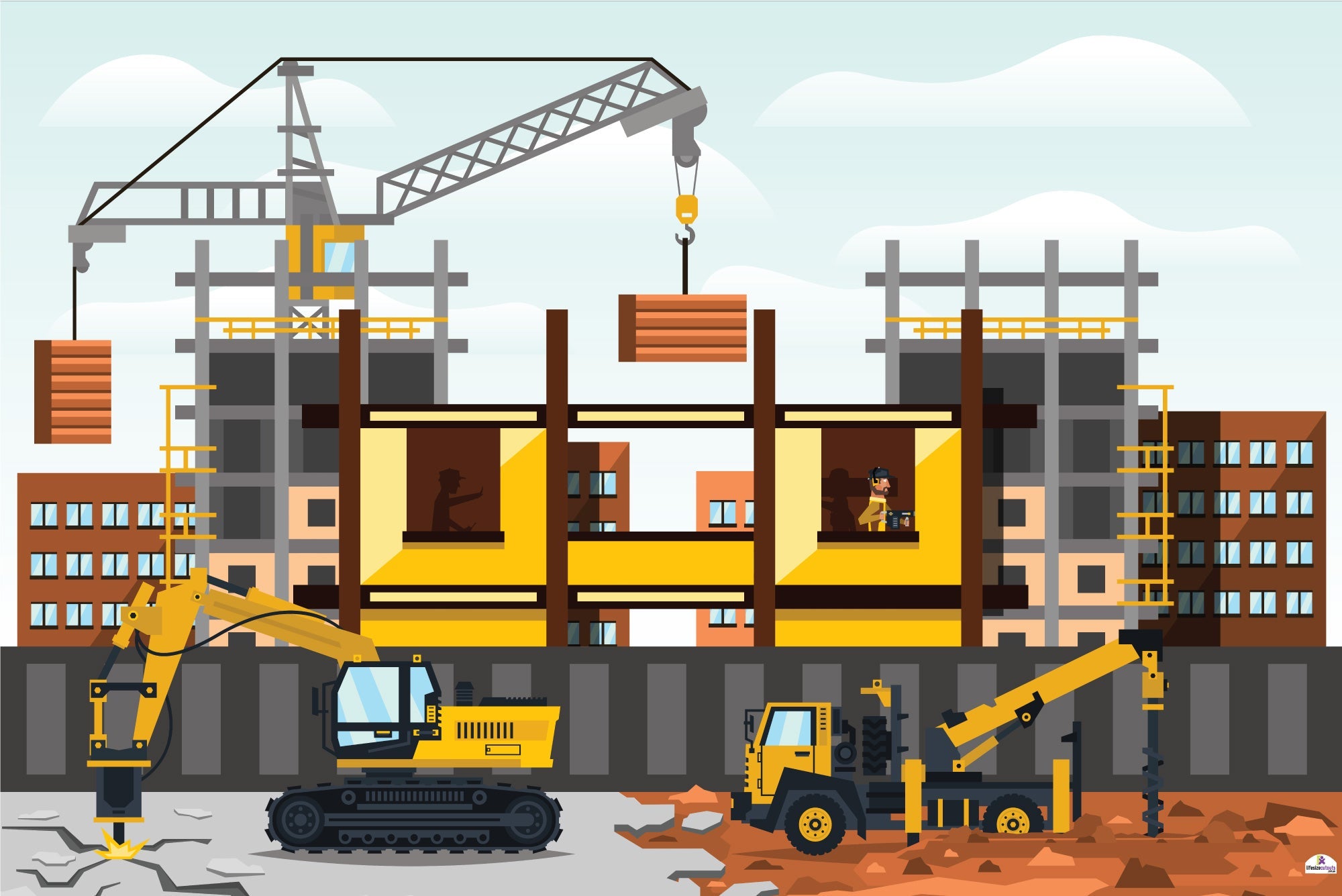 Construction Site Backdrop 872 Banner - 2m H x 2.6m W