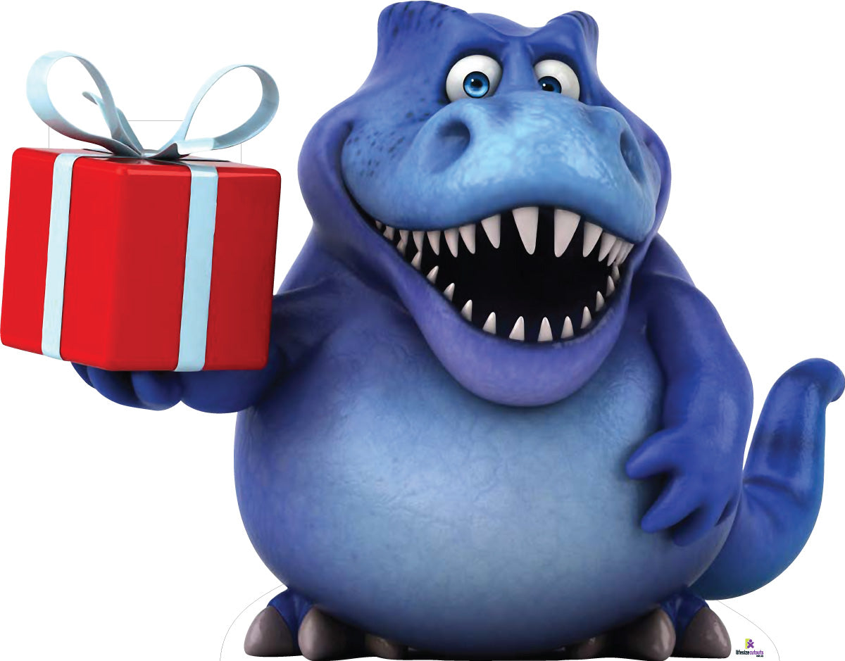 Dinosaur with Present 300 Cardboard Cutout Small 58cm x 75cm