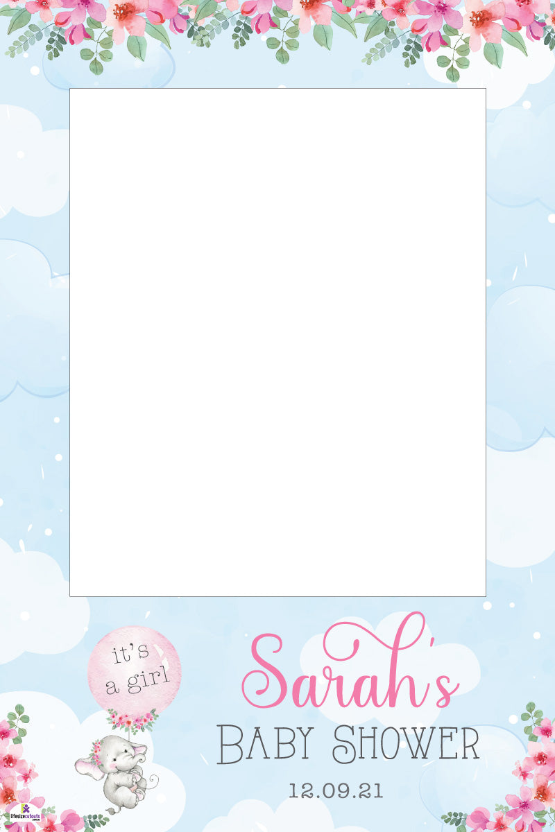 Elephant Baby Shower 312 Selfie Frame Pink - 90cm x 60cm