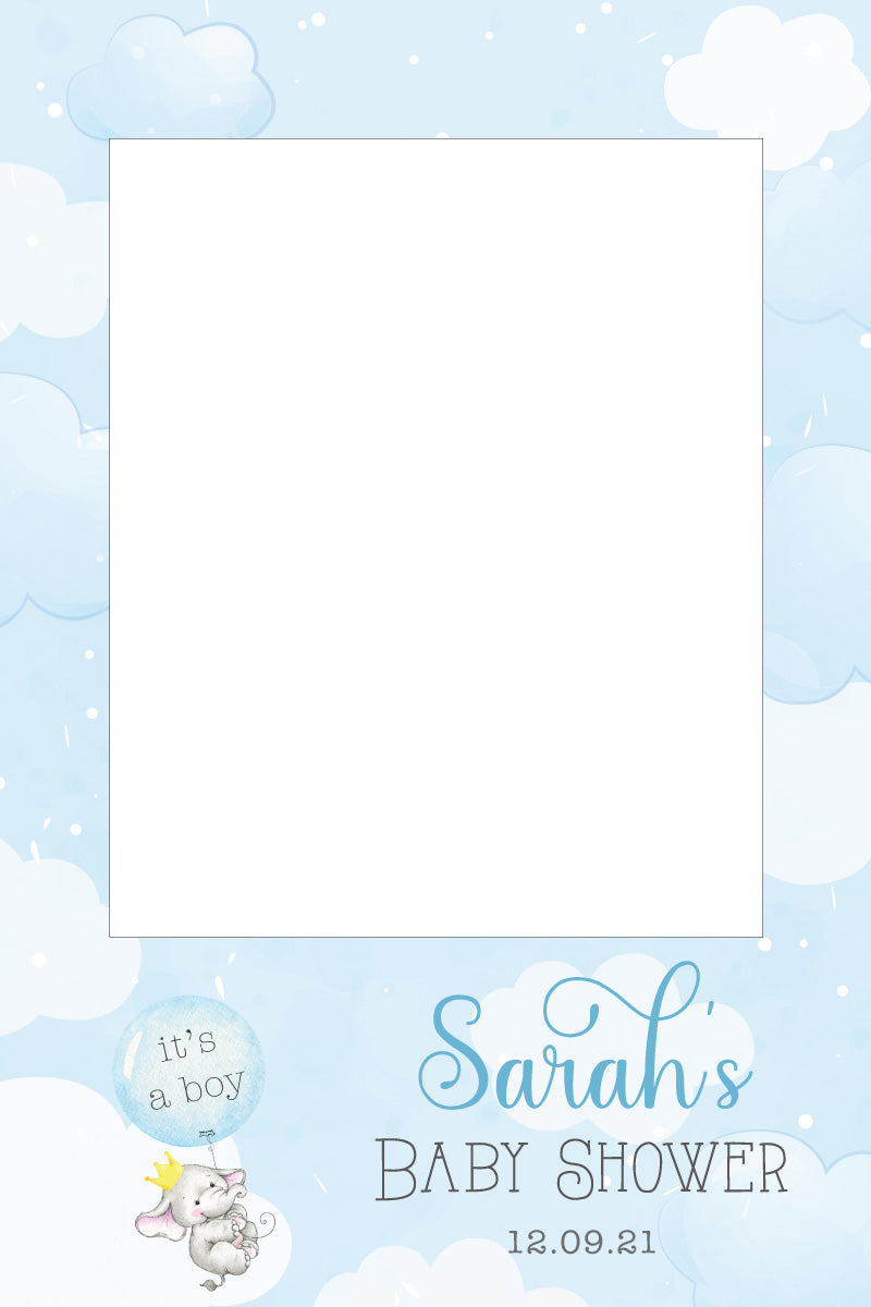 Elephant Baby Shower 313 Selfie Frame Blue - 90cm x 60cm