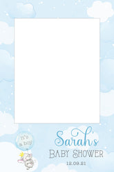 Elephant Baby Shower 313 Selfie Frame Blue - 90cm x 60cm