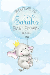 Elephant Baby Shower 300 Welcome Board Blue - 90cm x 60cm