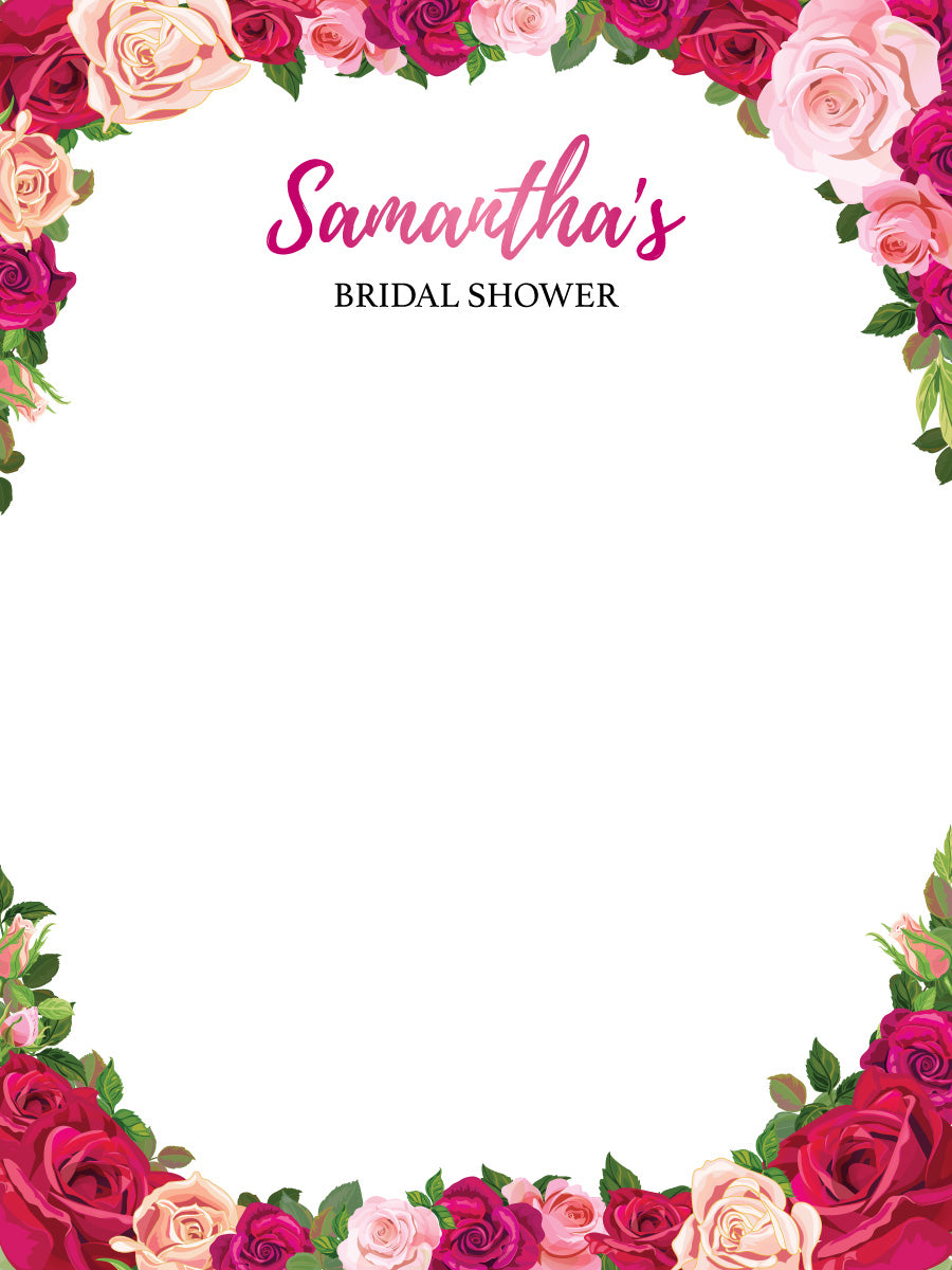Rose Bridal Shower Backdrop Banner - 2m H x 1.3m W