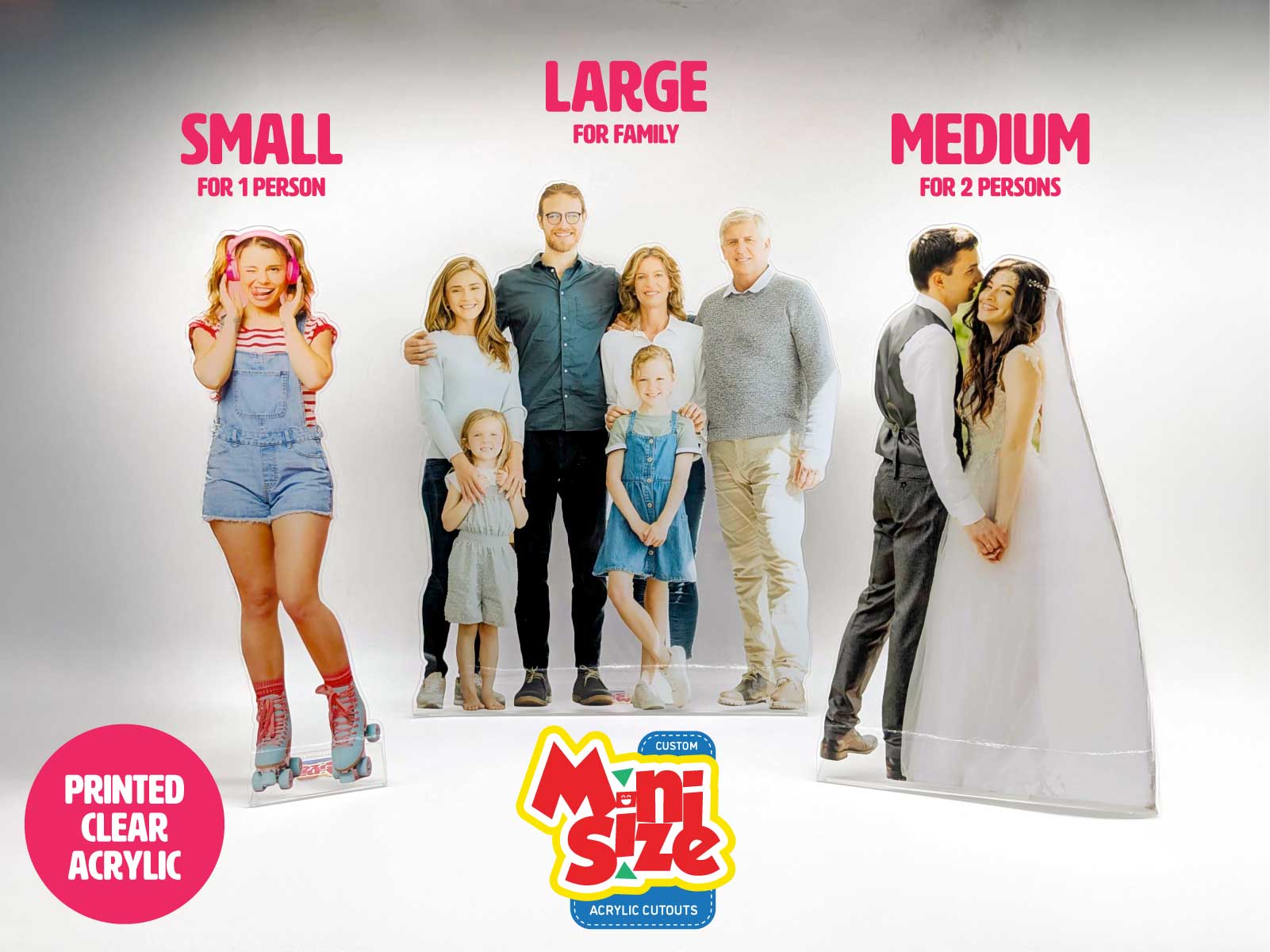 Acrylic Cutout Standee 30cm - Full Colour Print - Laser Cut to Shape