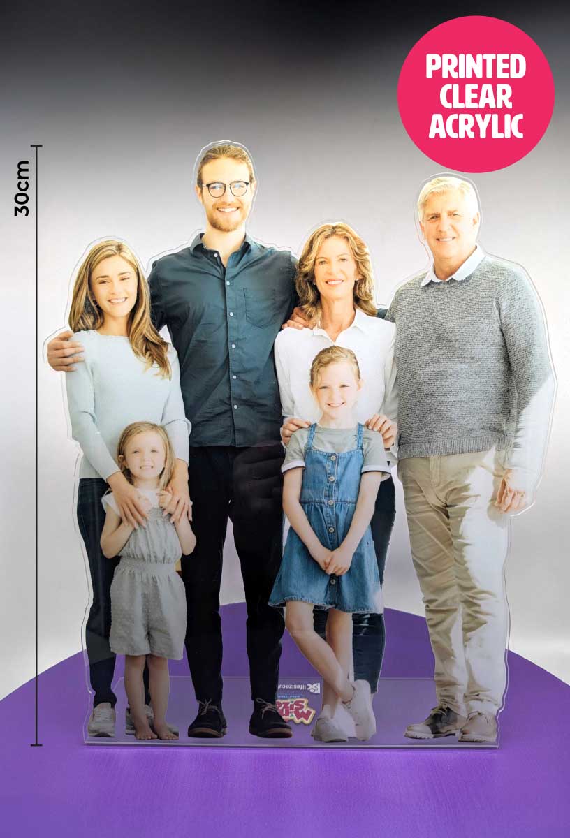 Acrylic Cutout Standee 30cm - Full Colour Print - Laser Cut to Shape