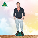 Cardboard cutout of a man with 'Australian Made' logo on a gradient background