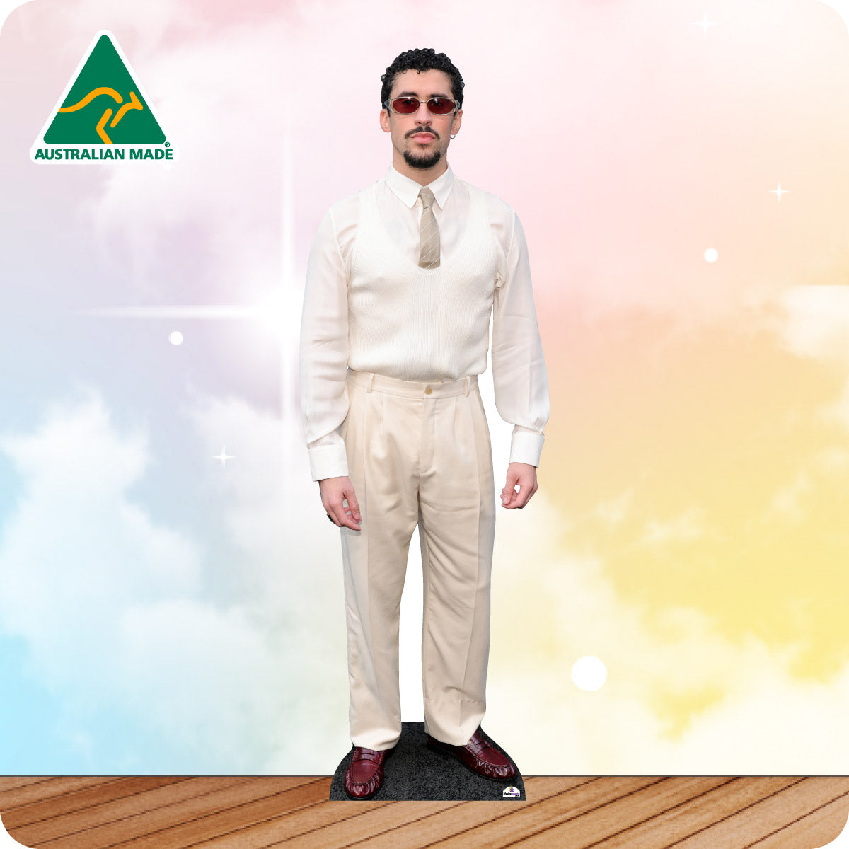 Benito Antonio Martínez Ocasio, known professionally as Bad Bunny in a white outfit