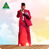 Benito Antonio Martínez Ocasio, known professionally as Bad Bunny in a red outfit.