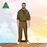 Calvin Harris in a green suit outfit