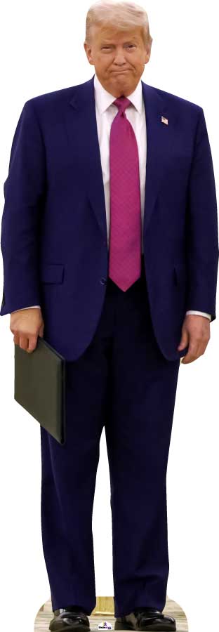 Mannequin wearing a blue suit with a pink tie on a white background
