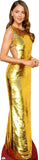 Eiza Gonzalez 252 Gold Dress Celebrity Cutout