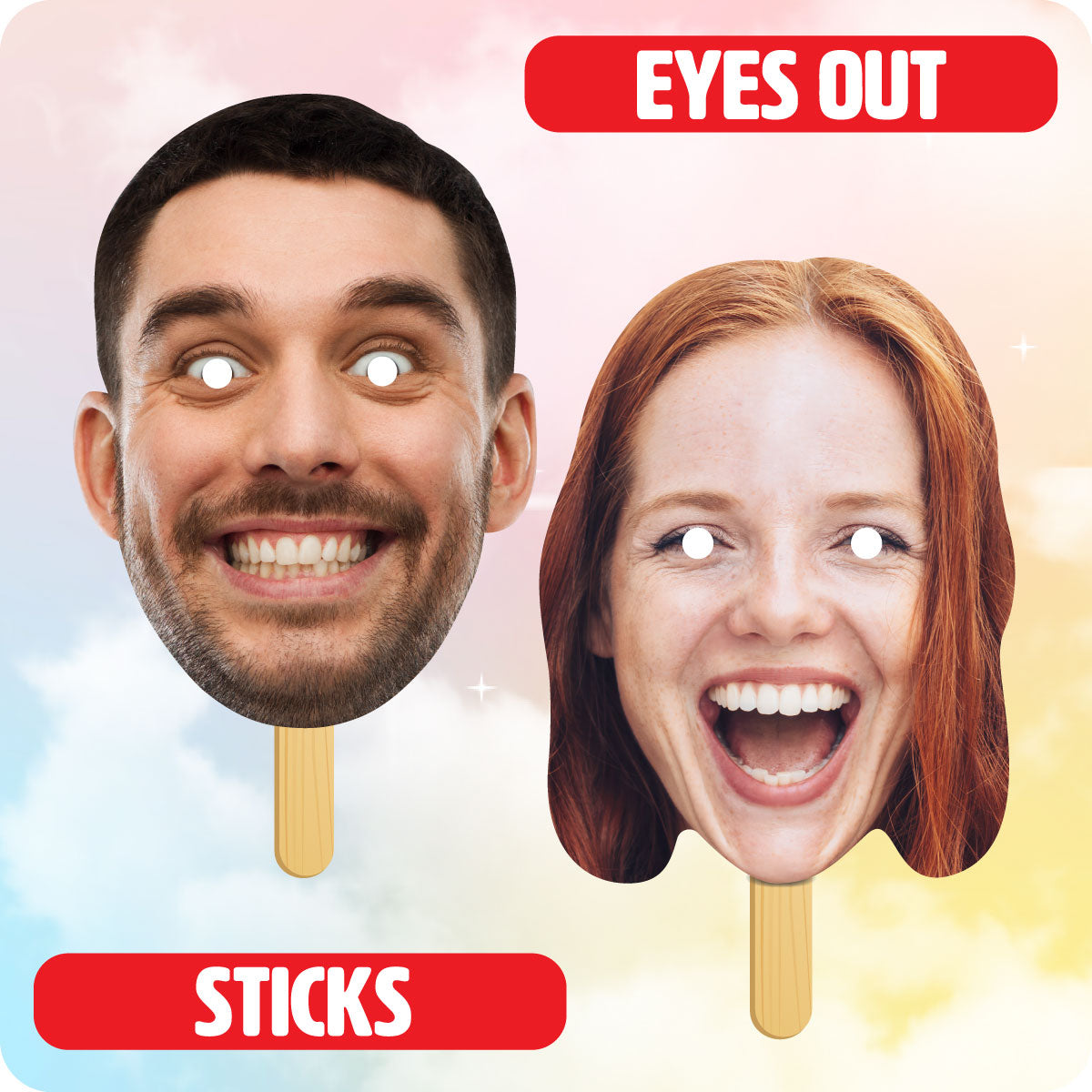 Custom Face Masks - Face on a Stick (If you just need 1 mask per image uploaded)