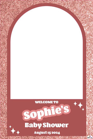 Rose Gold Glitter Welcome Board & Selfie Frame Bundle